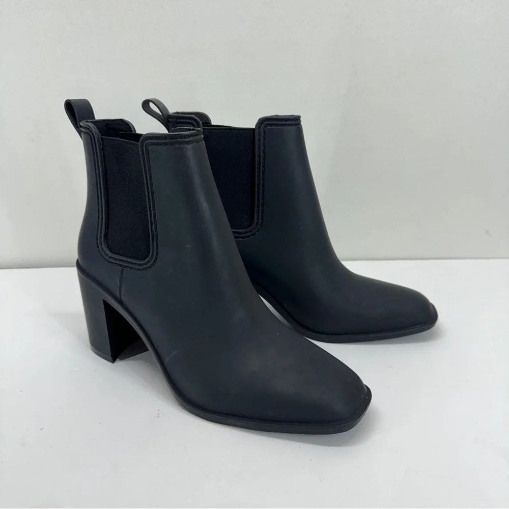 Jeffrey Campbell Womens Rubber Rain Boots Ankle Black Waterproof Weather Casual
